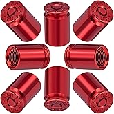 MEAJOO 8PCS Bullet Shell Tire Valve Stem Caps, Aluminum Alloy Car Air Stem Cap, Universal Dustproof Tire Valve Stem Covers for Cars, SUV, Trucks, Bikes, Motorcycles, Bicycles (Red)