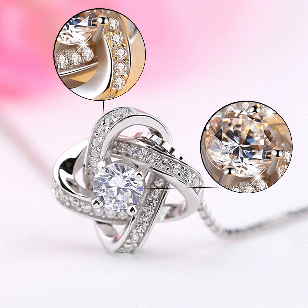 OUXi Sterling Silver Infinity love Diamond Pendant Necklace with Cubic Zirconia for Women