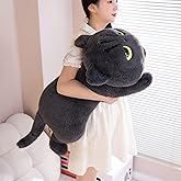 PEACH CAT 27.5" Long Cat Plush Pillow Cute Kitten Stuffed Animals Plushies Toy Gifts for Kids Grey