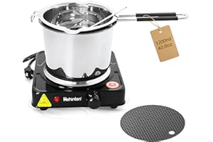 Hehinton Professional Double Boiler Pot 1200ML/40.6OZ, 304 Stainless Steel Chocolate Melting Pot with 1000W Electric Hot Plat