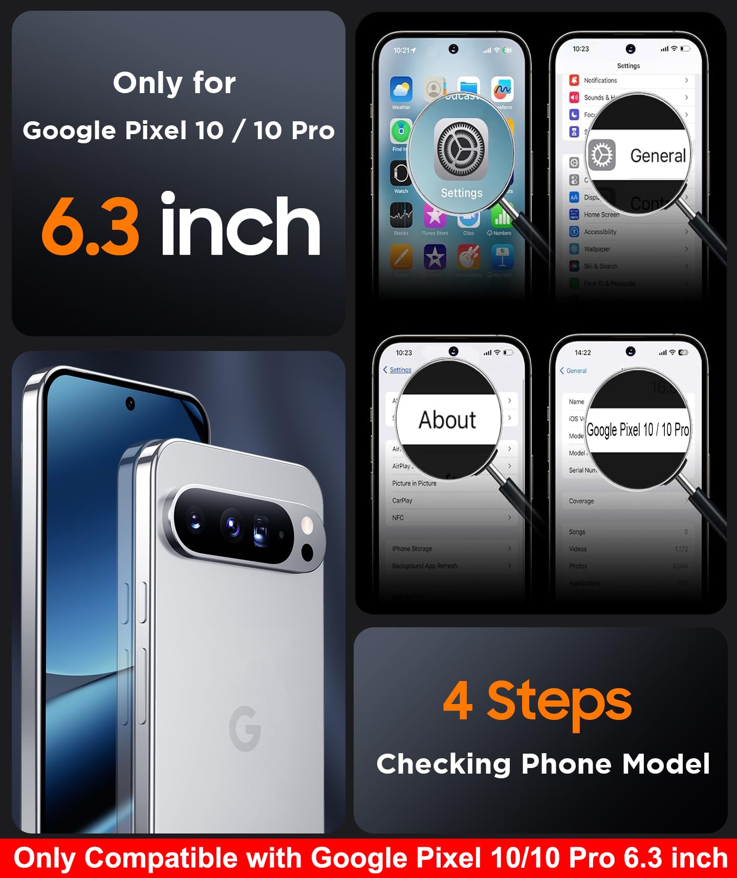 SPIDERCASE Magnetic for Google Pixel 10/Pixel 10 Pro Case, Military Grade Drop Protection Slim Translucent Matte Shockproof Anti-Fingerprint Phone Case for Pixel 10/10 Pro 6.3 inch, Black