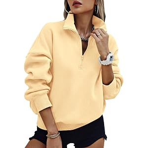 PRETTYGARDEN Womens Half Zip Oversized Sweatshirts Fleece Hoodies Trendy | Long Sleeve Pullover Tops, Zip Up Hoodie, Pockets,