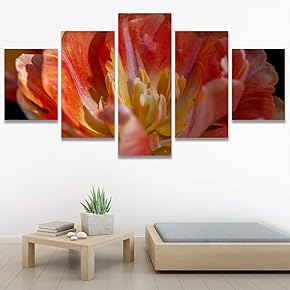 SIGNWIN 5 Panel Canvas Wall Art Pink Petal...