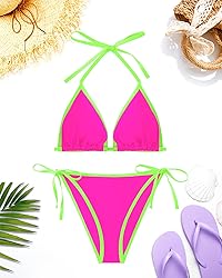 Tempt Me Women Pink Neon Green Plus Size Triangle