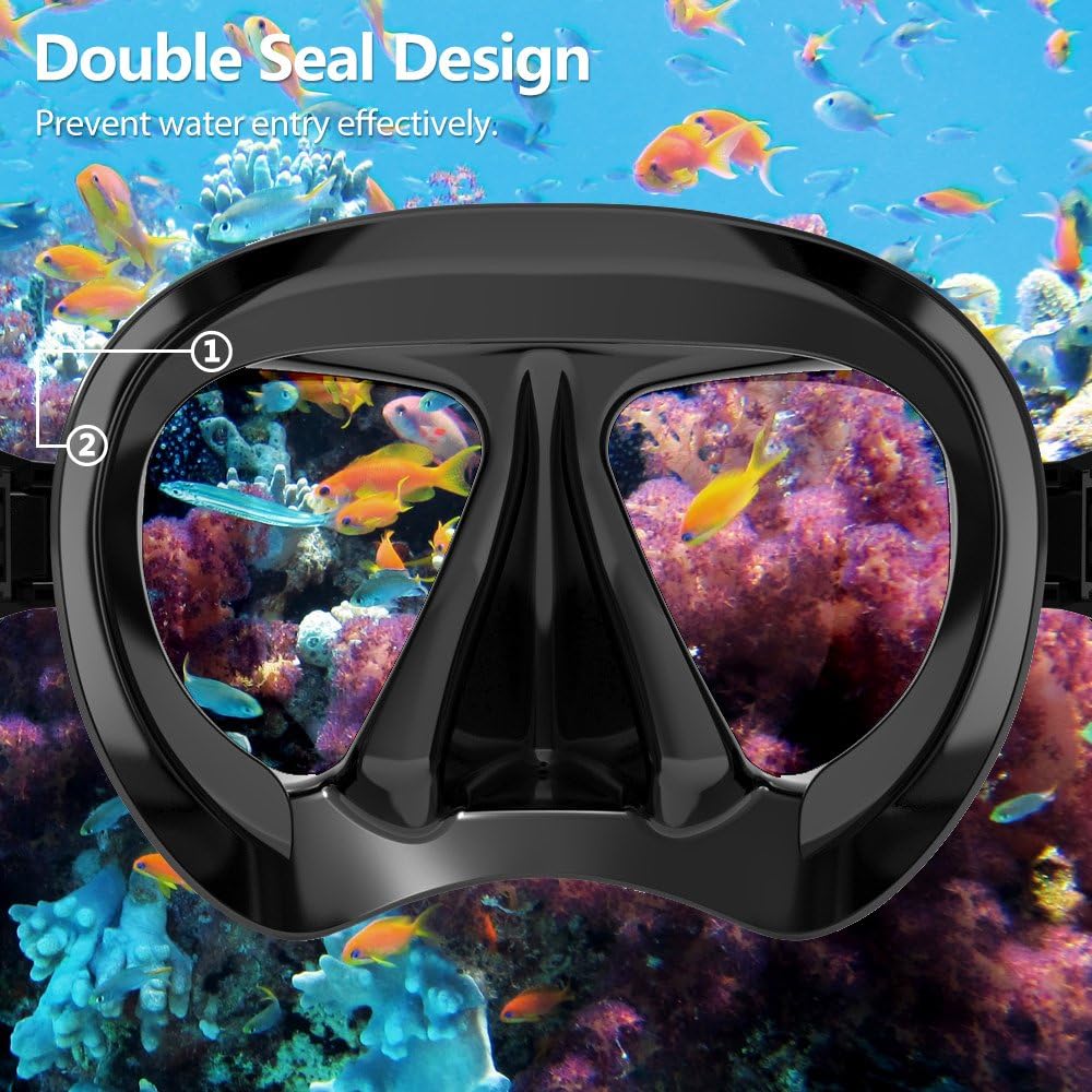 COPOZZ Scuba Mask, No Fogging Snorkeling Scuba Dive Glasses, Great Seal Free Diving Tempered Glass Mask Goggles (Red) : Sports & Outdoors