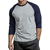 Men's Raglan Baseball Tee Shirt - Cotton Two Tone Casual Athletic Top