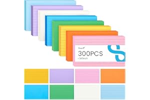 HEYPLACE 300PCS Index Cards 3x5, Colored Ruled Index Cards for Back to School, Heavy Notecards for Studying Learning Taking Notes School College Office Supplies, 8 Colors