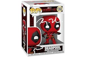 HOFSM.COM HALL OF FAME SPORTS MEMORABILIA Ryan Reynolds Deadpool 3#1362 Facsimile Signed Reprint Laser Autographed Funko POP! Movies Marvel Universe Figurine with Protector Case
