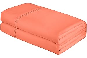 Royale Linens Queen Size Flat Sheet Only - Brushed 1800 Microfiber - Ultra Soft & Breathable - Wrinkle & Stain Resistant - Hotel Quality Flat Sheet Sold Separately - Top Sheet For Bed - (Queen, Coral)