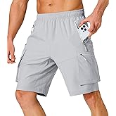 S Spowind Men's Hiking Cargo Shorts Quick Dry Lightweight Summer Travel Shorts with Zipper Pockets for Camping Fishing Golf