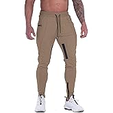 FIRSTGYM Mens Joggers Sweatpants Slim Fit Workout Training Thigh Mesh Gym Jogger Pants with Zipper Pockets
