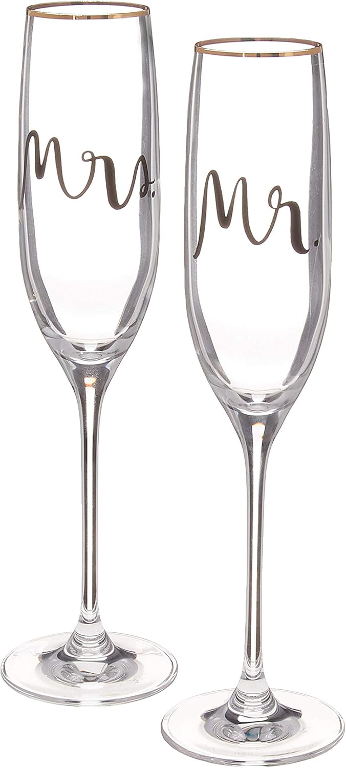 KATE SPADE Bridal Party 2-piece Champagne Flute Set, 1.35 LB, Clear: Kitchen & Dining