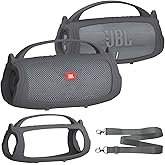 XEGIMOR Silicone Cover Case Compatible with JBL Charge 4/5 Portable Bluetooth Speaker, Soft Skin Sleeve for JBL Charge 4/5 Bluetooth Speaker Accessories (Gray Case, NOT for Wi-Fi Version)