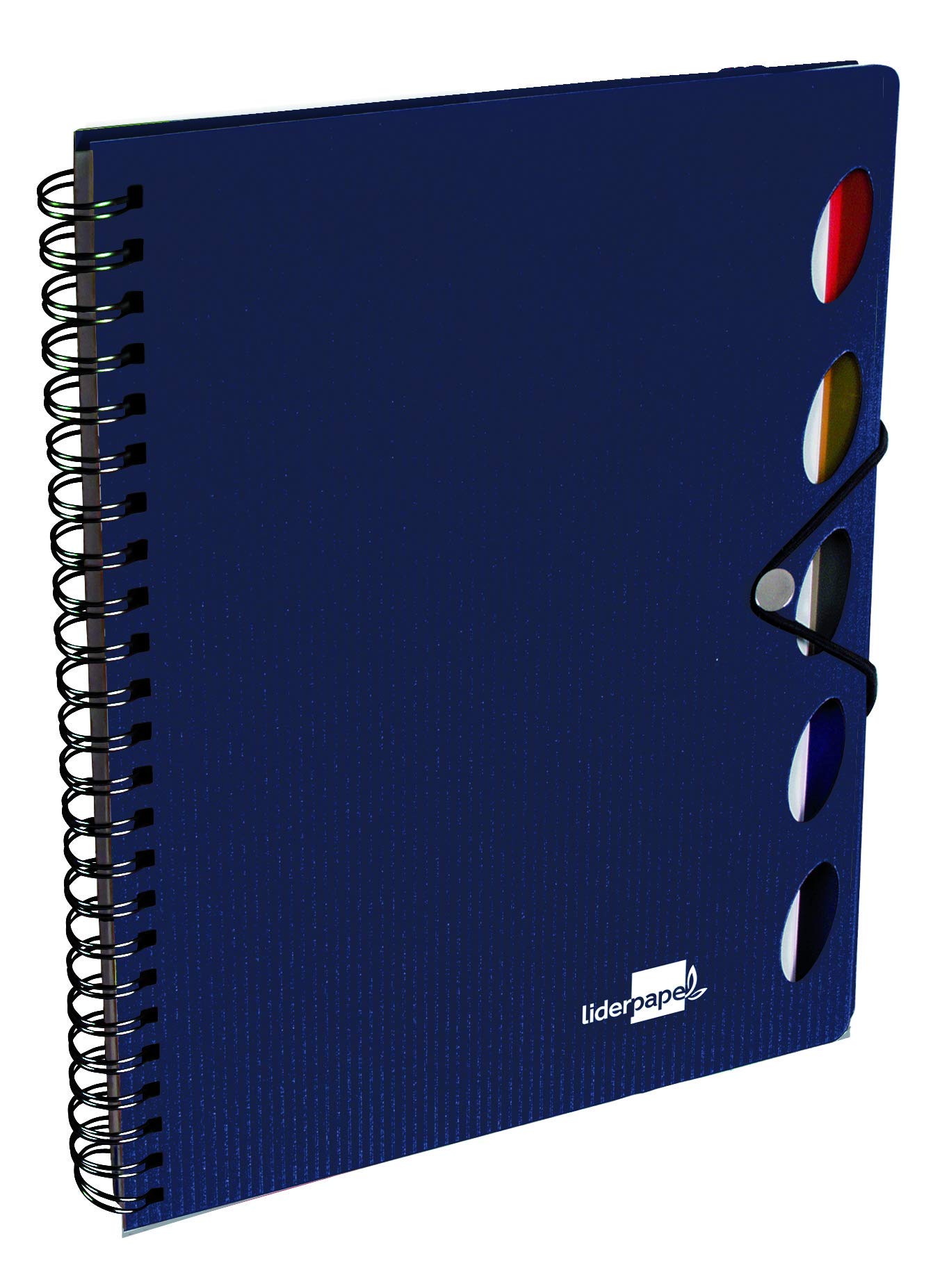 Notepad Spiral liderpapel A5 Micro Executive Lid Polypropylene 100H 80 g Table 5 mm 5 Dividers with Elastic. Blue