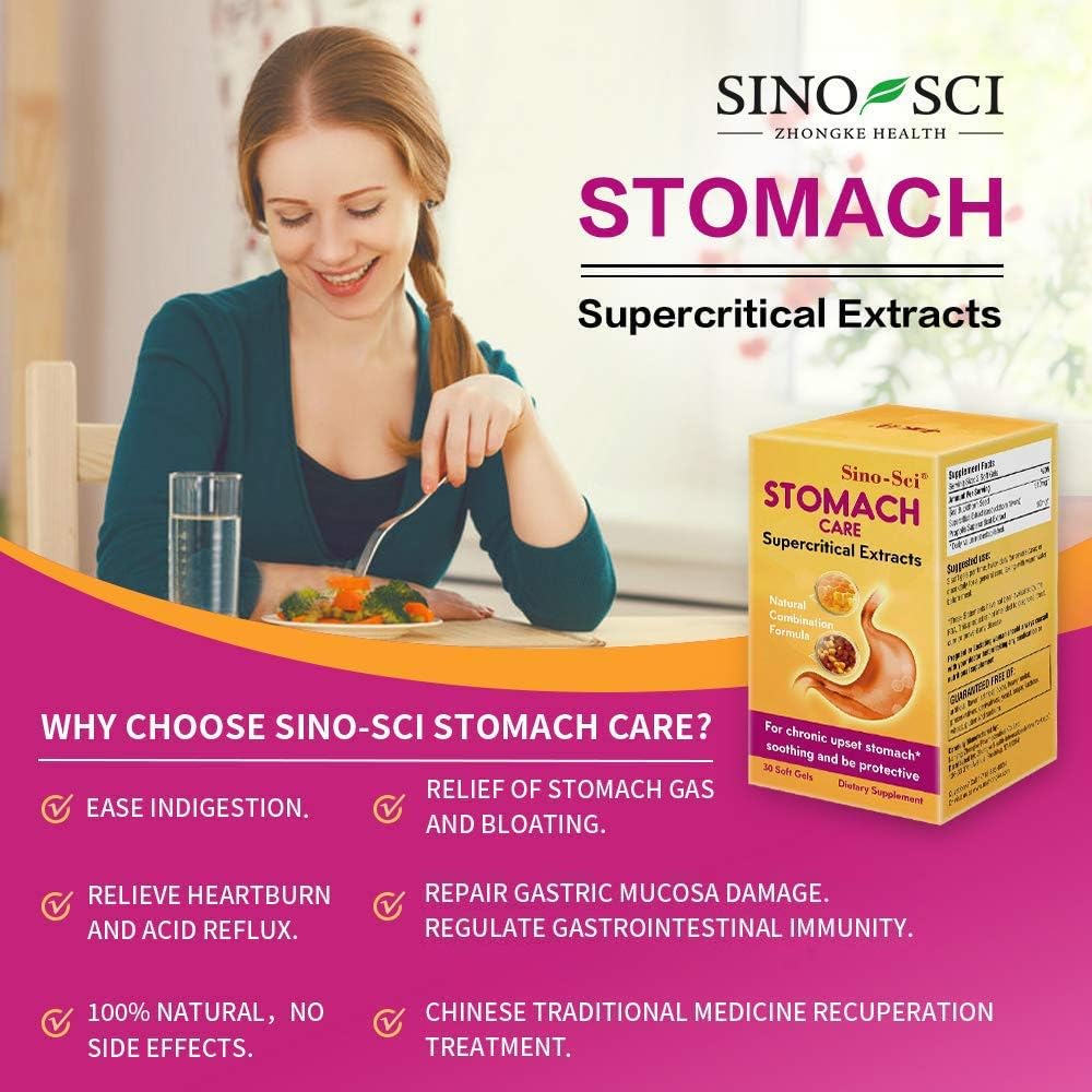 Sino-Sci Stomach Care - Stomach Relief of Stomach Gas and Bloating, Stomach Digestion, Relieve Heartburn and Acid Reflux, 30 Counts: Health & Personal Care
