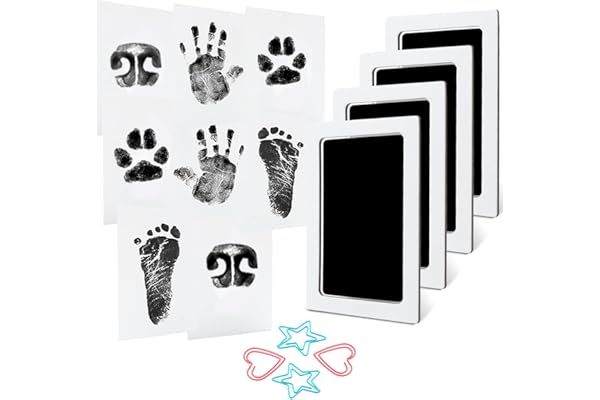 4-Pack Baby Inkless Hand and Footprint Kit Paw Nose Print Kit for Dogs Cats Pets Clean Touch Ink Pad for Newborn Keepsake Mes