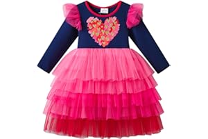 DXTON Toddler Winter Kids Casual Long Sleeve Tulle Tutu Party Dresses Princess Clothes for Girls 3-8T