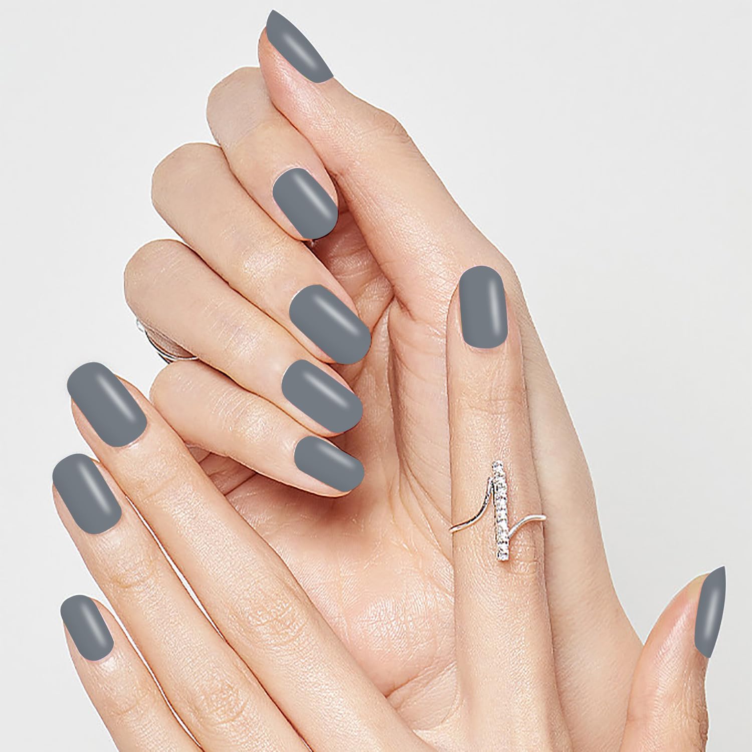 XEAOHESY 40 Sheets Elegant Solid Color Nail Polish Strips with Nail File Self-Adhesive Grey Purple Color Nail Strips Nail Stickers Full Nail Wraps for Women Nail Art - Image 5