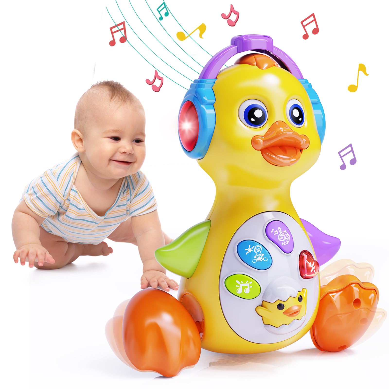 Photo 1 of Wanonoo Dancing Duck Baby Toys 6-12 Months Developmental, Musical Crawling Infant Tummy Time 3 4 5 6 7 8 9 10 11 12 18 Month Boy Girl Moving Light Up Toddler Learning Activity Easter Birthday Gift