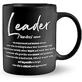 JRTW Leader Mug, Leader Gifts Coffee Cups Ceramic, Leadership Gifts for Women Men, Boss Mentor Supervisor Gift Black Coffee Mug Cup for Women Men