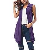Urban CoCo Women's Sleeveless Cardigan Summer Open Front Vest Lightweight Cool Coat