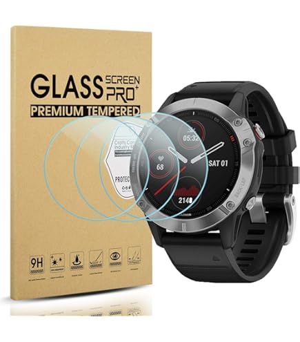 Fenix 6x Saphire 3Pcs Tempered Glass Screen Protector For Garmin