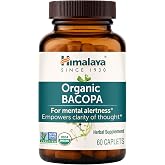 Himalaya USDA Organic Bacopa Monnieri Supplement,750 mg,60 Caplets | Mental Alertness, Calm, Working Memory, Clinically Studied, Nootropic Herbal Supplement, Bacopa Extract Brahmi, NON GMO,Vegan
