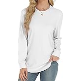 Long Sleeve Shirts for Women, Crew Neck Side Split Tunic Tops, Loose Fit T-Shirts Casual Tunic Pullover Trendy Clothes