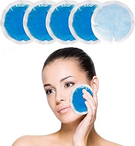 Round Reusable Gel Ice Pack, Small Flexible Hot & Cold Pack for Kids Injuries, Wisdom Teeth, Tired Eyes, Sinus Relief, First Aid, Face, Headache, Arthritis (5Count)