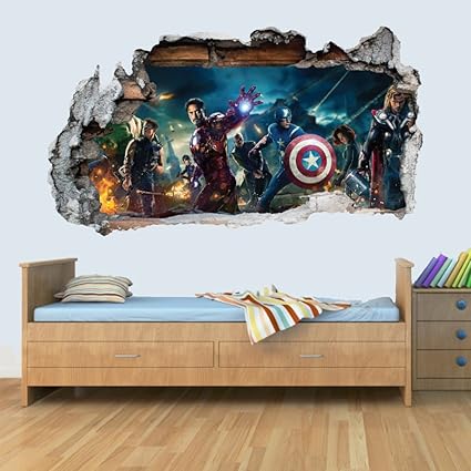 Gng Marvel Avengers Vinyl Smashed Wall Art Decal Stickers Bedroom Boys Girls 3d S