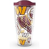 Tervis Made in USA Double Walled NFL Washington Commanders All Over Insulated Tumbler Cup Keeps Drinks Cold & Hot, 24oz, Classic