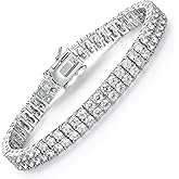 MDFUN 3mm Tennis Bracelet for Women-18K White Gold Plated Round Cubic Zirconia Bracelet for Jewelry Gifts Elegant Gift for Her Him 7 inch