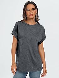 AUTOMET Womens Summer Tops Oversized Short Sleeve