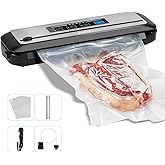 Inkbird Vacuum Sealer Machine with Starter Kit, Automatic PowerVac Air Sealing Machine for Food Preservation, Dry & Moist Sealing Modes,Built-in Cutter,Easy Cleaning Storage
