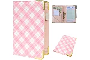DGBDPACK Server Book for Waitress Organizer Wallet for Women Cute, Receipt Holder Presenter 5 Pockets Waiter Accessories (Pink Plaid)