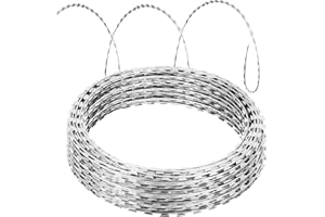 TMEE Razor Wires Razor Barbed Wire 147ft,3 Coils 49 ft Razor Wire Fencing Razor Fence Non-Rusting Razor Ribbon Barbed Wire Razor Wire Fence Rolls Razor Useful Protection for Garden