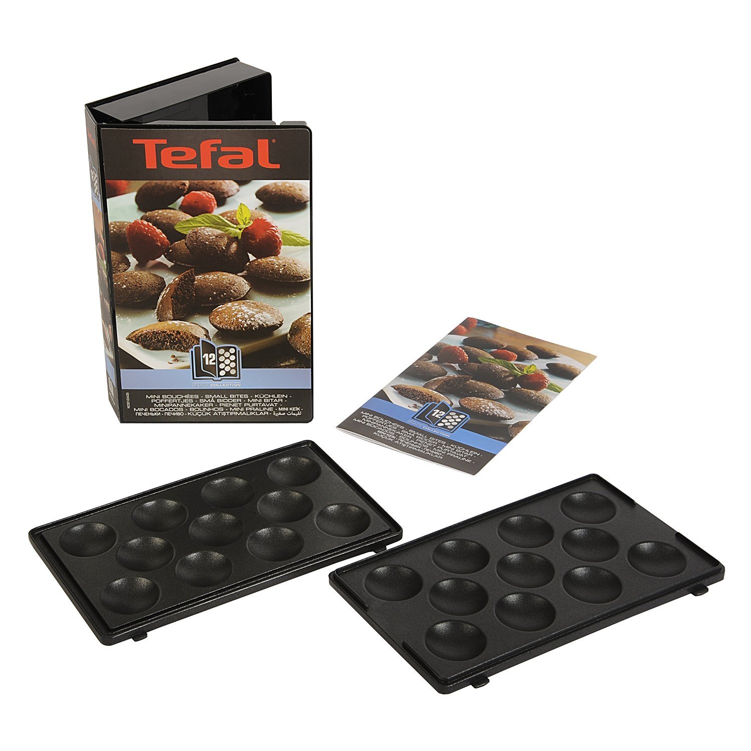 Tefal XA801212 Mini Bites Plates Set, Non-Stick, Snack Time, Accessory, Snack Collection,Black,Small