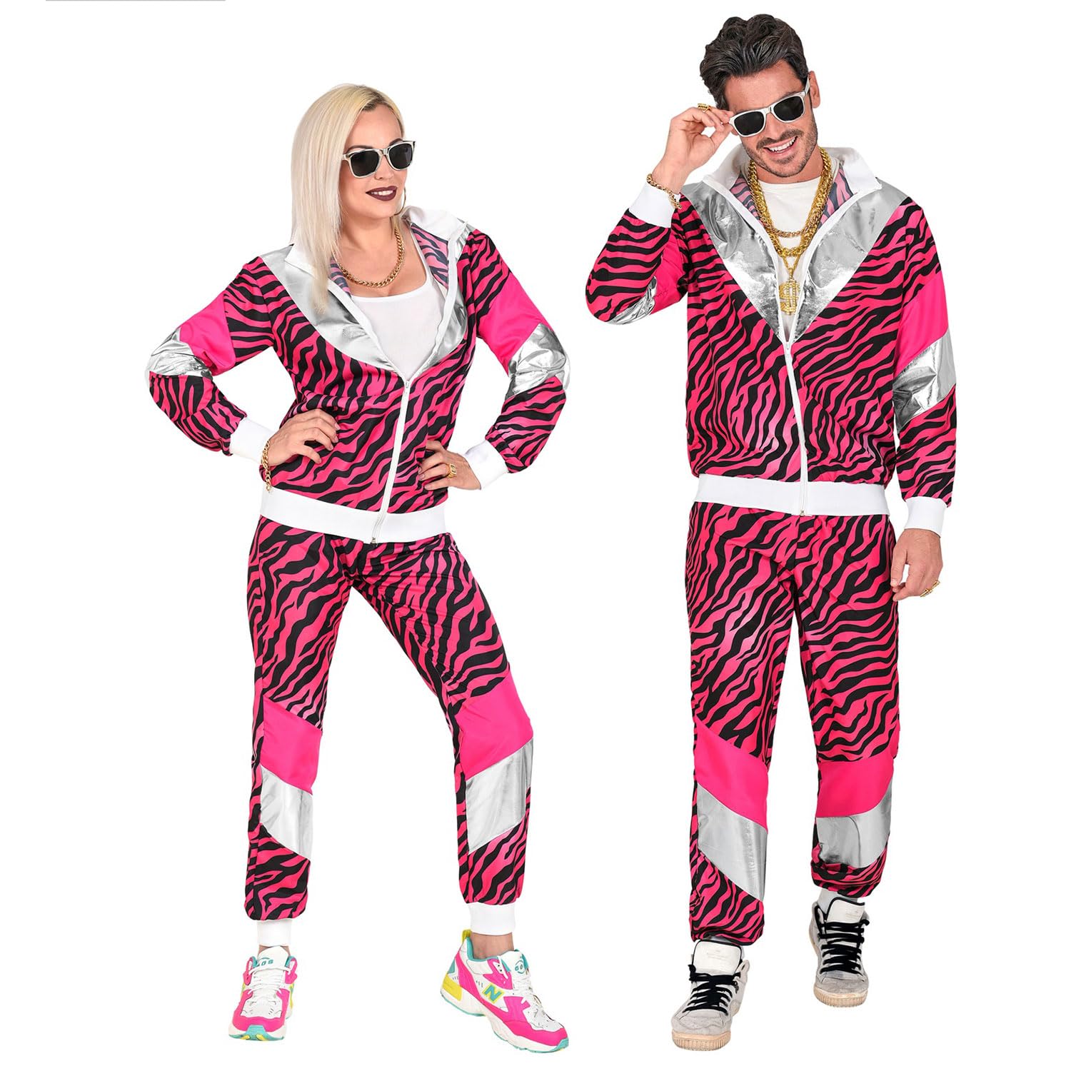 W WIDMANN MILANO Party Fashion - Costume Tracksuit, Animal Print, 80s Outfit, Jogging Suit for Carnival & Party
