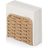 Threehoney Woven Rattan Wicker Upright Napkin Holders for Table Standing Paper Dispenser for Guest Restaurant Kitchen Bathroom Room Cocktail Decoration Indoor & Outdoor Party Use(Classic,Flaxen)