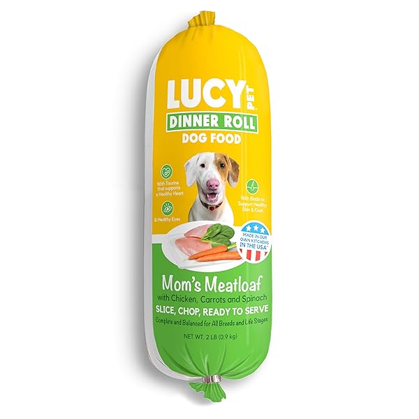 LUCY PET DINNER ROLLS- MOM’S MEATLOAF CHICKEN WITH CARROTS AND SPINACH 2LB