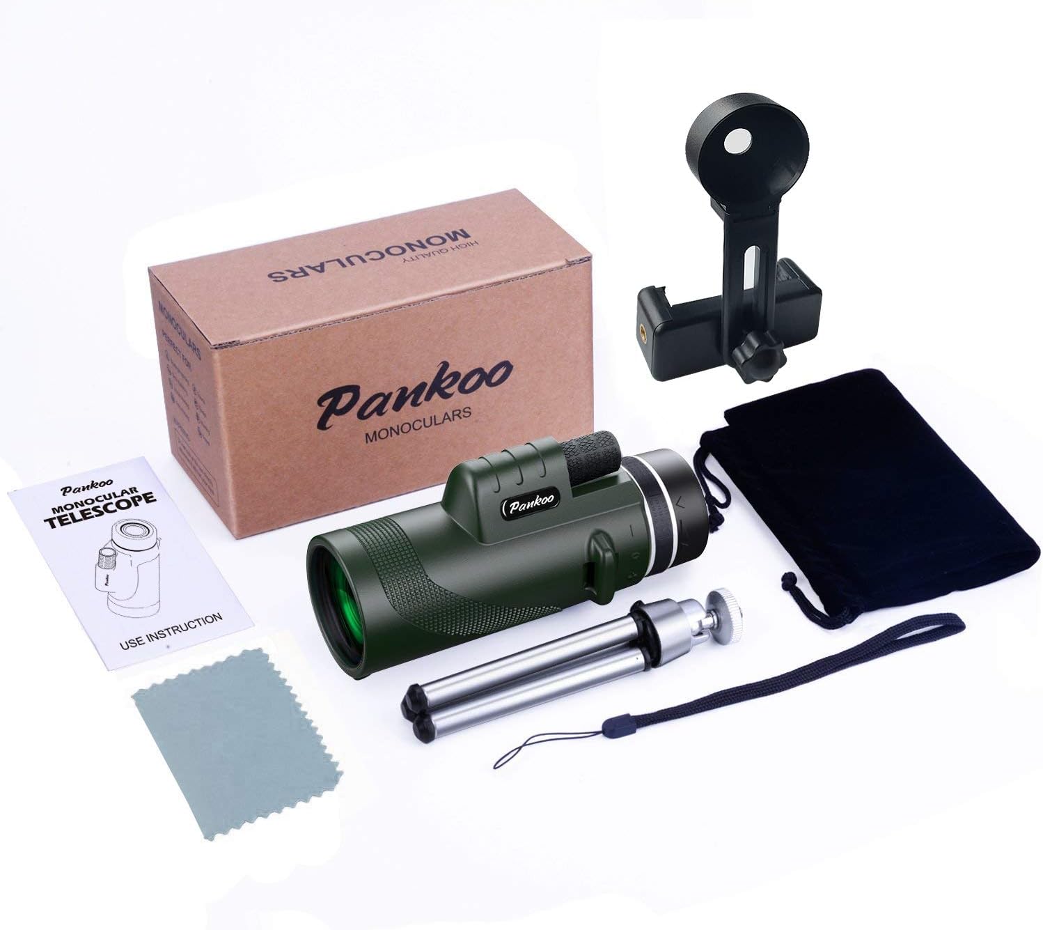 Pankoo 40x60 Monocular Telescopes High Power Prism Monocular HD Dual Focus Scope for Bird Watching Wildlife Traveling Concert Sports Game with Phone Adapter&Tripod : Camera & Photo