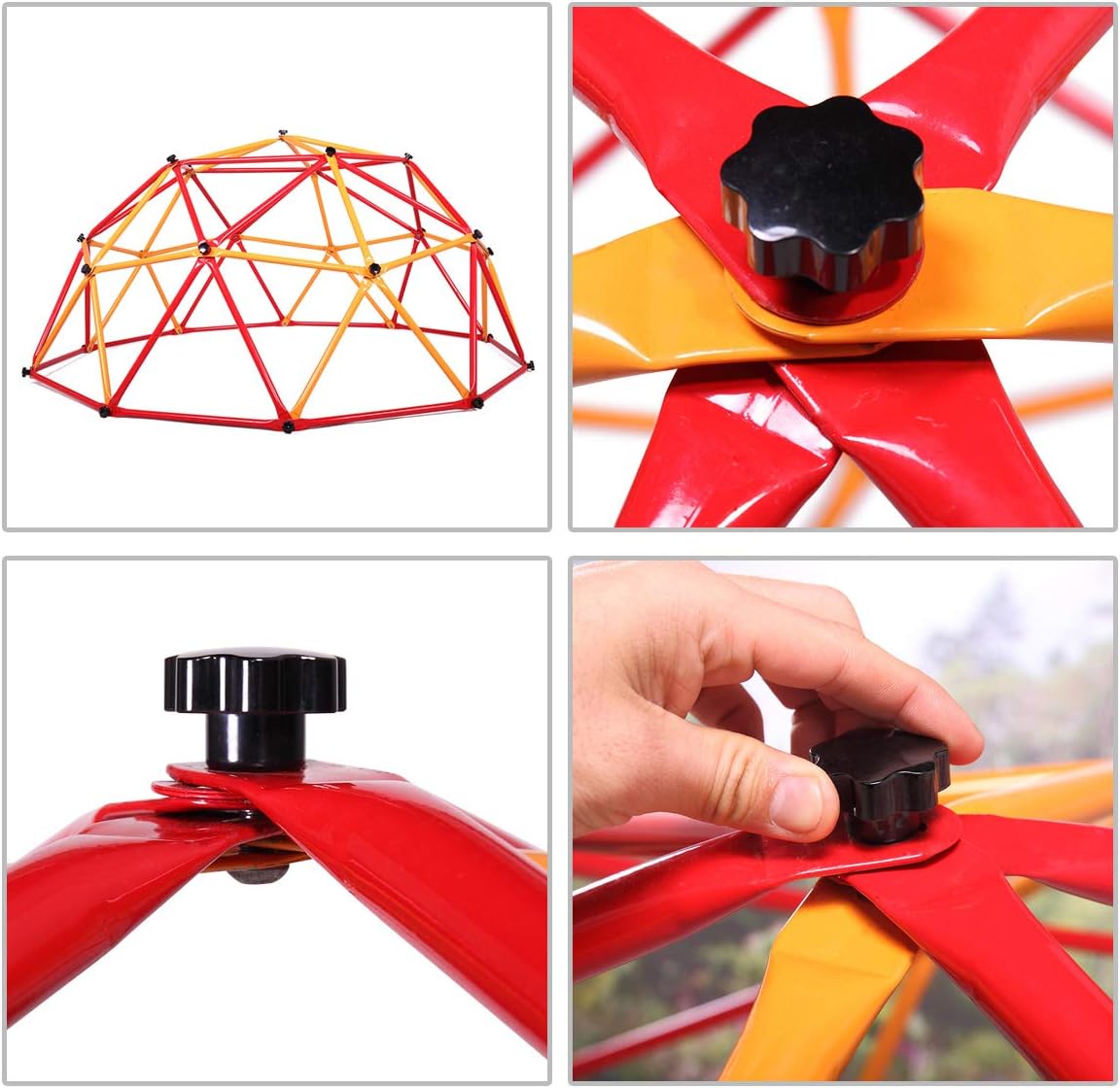 TOBBI Outdoor Dome Climber 6.6' Wide x 3.75' High, Playground Climbing Frame Backyard Gym in Red & Yellow: Toys & Games