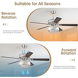 Kviflon Chandelier Ceiling Fans with Lights - 52