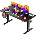 Huuger 55 x 28 Large Electric Standing Desk, Height Adjustable Computer Desk, 27.6" Deep Desktop, Stand up Gaming Office Table with 2 Hooks, 3 Preset Heights, for Home Office, Black