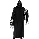 Fun Costumes Plus Size Adult Grim Reaper Costume with Hooded Robe and Gloves | Dark Reaper Halloween or Cosplay Outfit