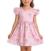 Toddler Girls Casual Dress Farm Animal Horse Print Dresses Flutter Sleeve Clothes 2-8Y