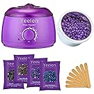 Yeelen Hair Removal Hot Wax Warmer Waxing Kit Wax Melts + 4 Flavors Hard Wax Beans + 10 Wax Applicator Sticks