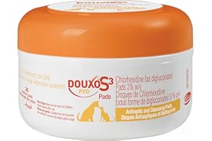 Douxo S3 Pyo Pads, Contains 3% Chlorhexidine, for Dogs and Cats, 30 Cotton Pads