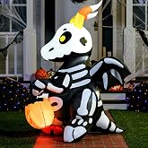 Joiedomi 5 FT Tall Halloween Inflatable Skeleton Dragon Light Up, Outdoor Blow Up Decorations with Built-in LEDs, Scary Halloween Decor for Yard Lawn Garden Patio Outside Holiday Decor