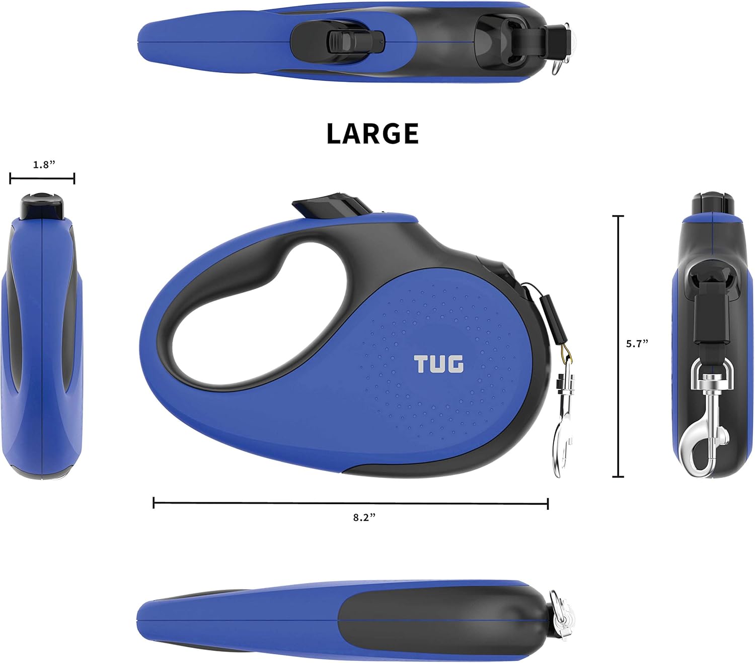 TUG Patented 360° Tangle-Free, Heavy Duty Retractable Dog Leash for Up to 110 lb Dogs; 16 ft Strong Nylon Tape/Ribbon; One-Handed Brake, Pause, Lock … : Pet Supplies